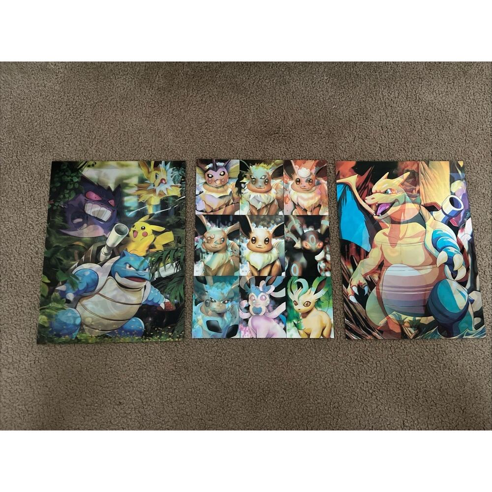 (3) Pokémon 3D Holographic Lenticular Poster